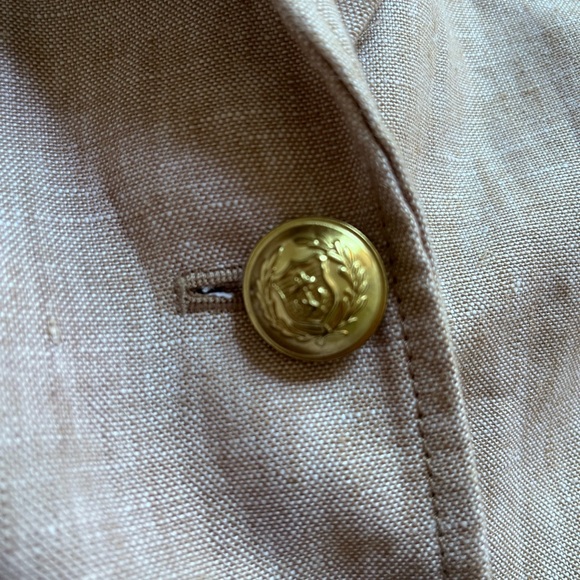 Tan Linen Blazer with Gold Buttons - Picture 4 of 13